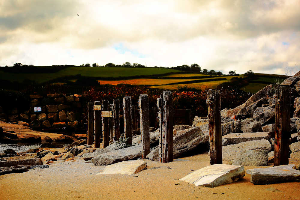 Print Pentewan Beach, Old Harbour Remains Picture, Cornwall