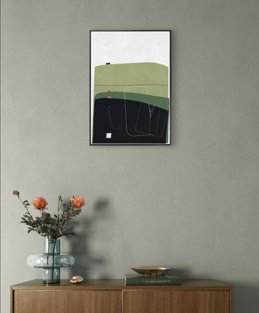 Digital Hand Drawn Abstract Art Print Neutral Modern Scandinavian Design 