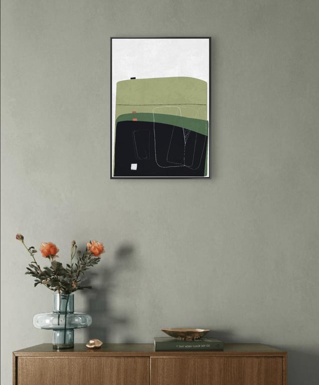 Digital Hand Drawn Abstract Art Print Neutral Modern Scandinavian Design 