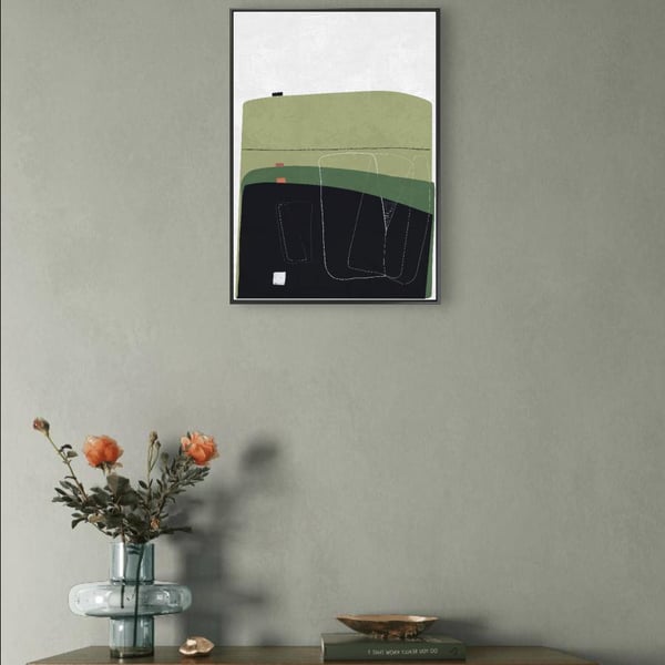 Digital Hand Drawn Abstract Art Print Neutral Modern Scandinavian Design 
