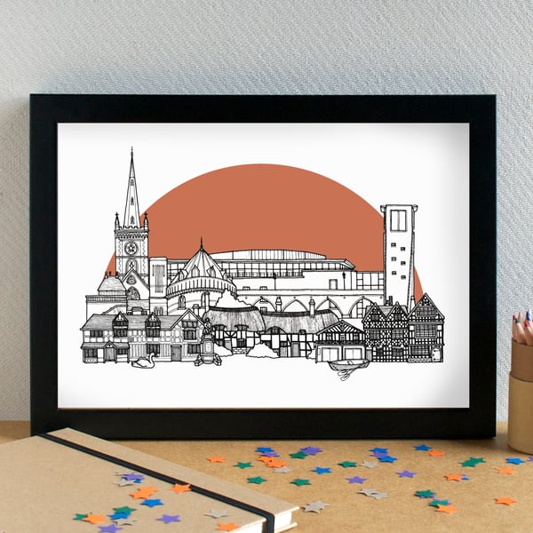 Stratford-upon-Avon Skyline Art Print