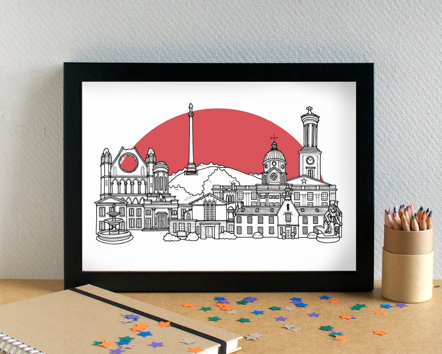 Elgin Skyline Art Print