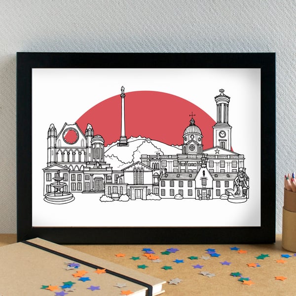 Elgin Skyline Art Print