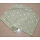Napkins x 6 Green and White Polka Dot 18" Serviettes Washable Cotton Cloths