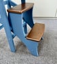 Dusty Blue Wooden Folding Step Stool – Handmade in Britain - Image 5