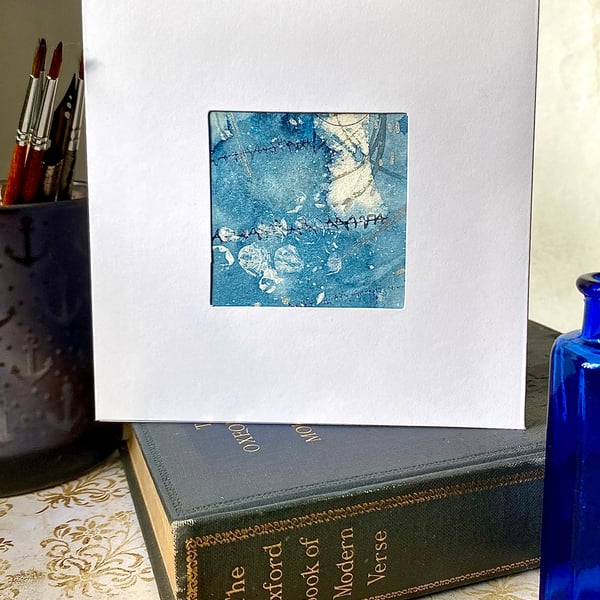‘Abstract Waves’ hand painted blank watercolour card