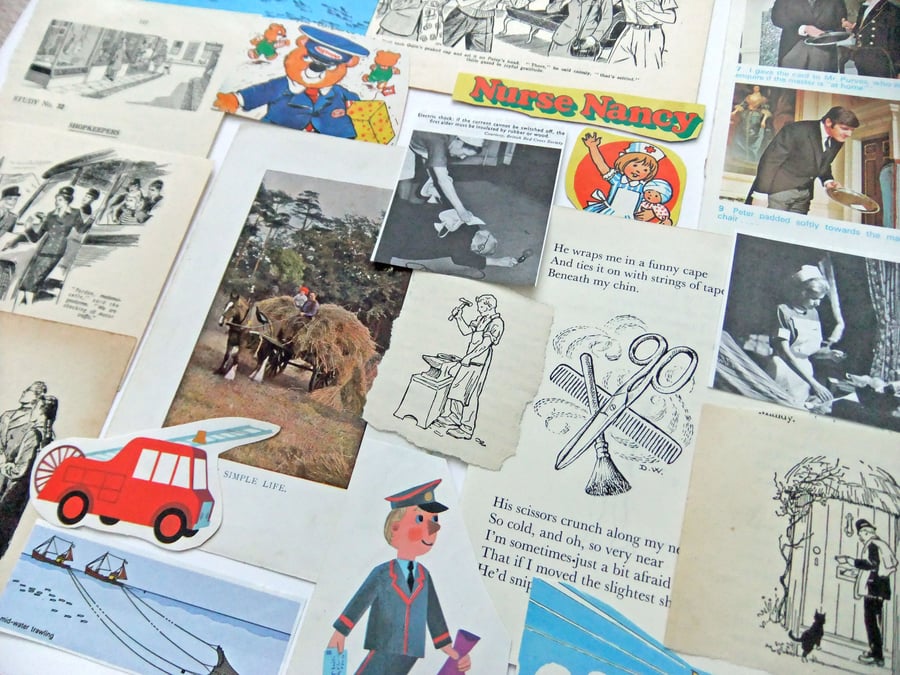 Vintage paper pack - Jobs - Occupations - themed paper ephemera pack