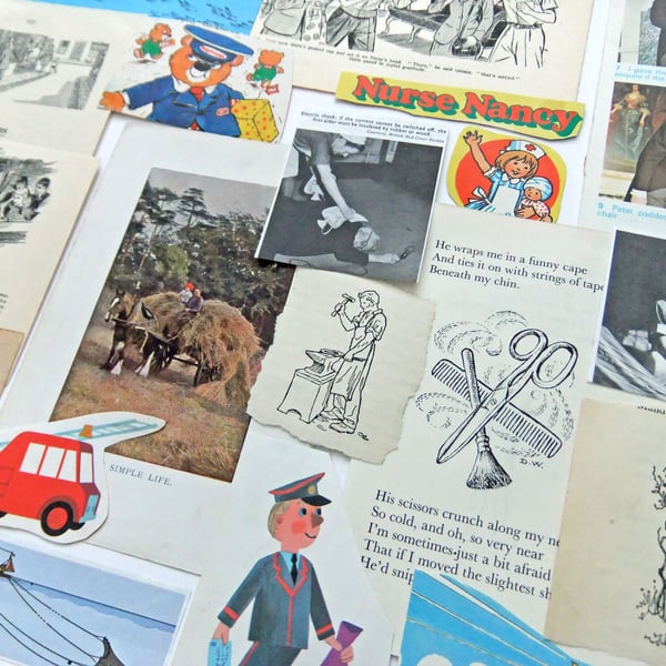 Vintage paper pack - Jobs - Occupations - themed paper ephemera pack