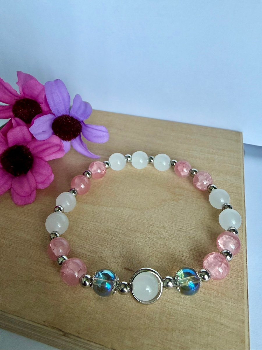 Round Glass Bead Stretch Bracelet