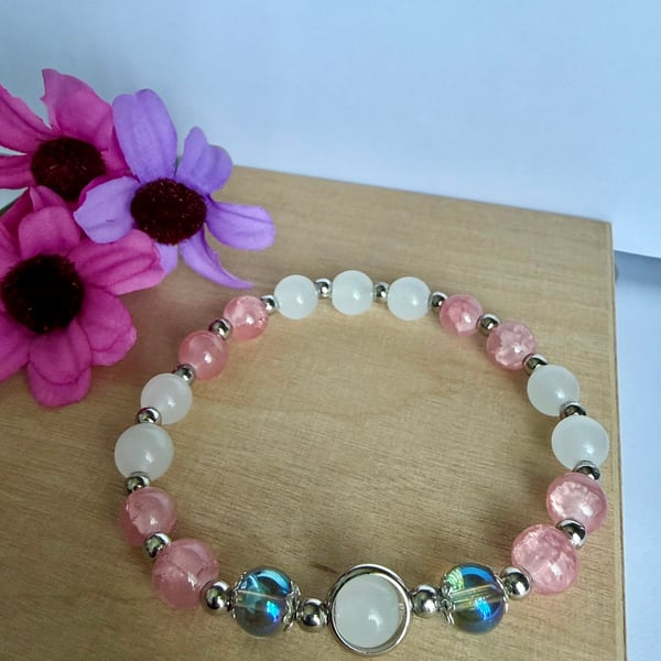Round Glass Bead Stretch Bracelet