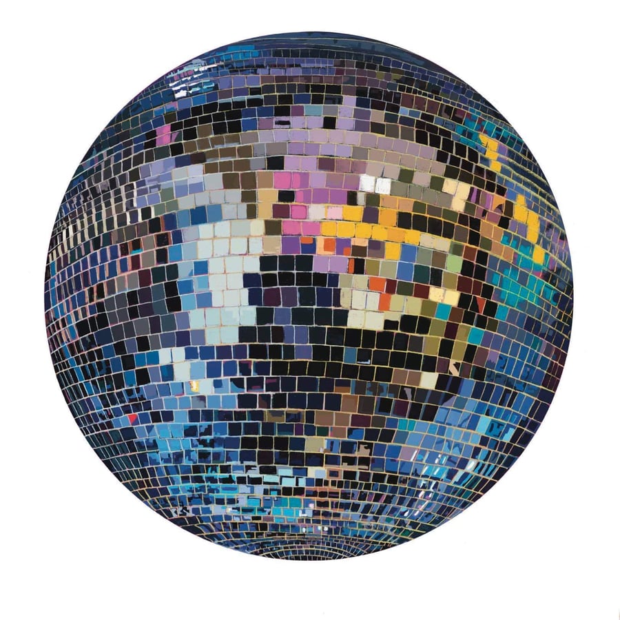 Digital Illustration disco mirror ball art print wall art limited Ed 