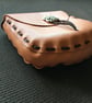 Peach Coloured Leather Medieval Style Pouch with Celtic Knot Closure - Image 3