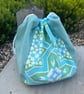 Dumpling drawstring bag -  vintage Sanderson Mandala and gingham  - Image 3