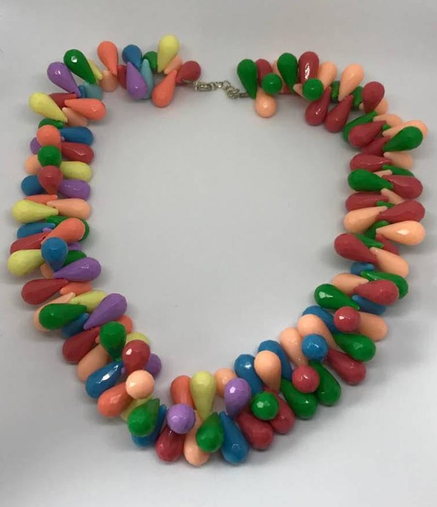 Multi-Coloured Drop Bead Necklace