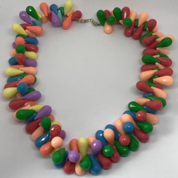 Multi-Coloured Drop Bead Necklace