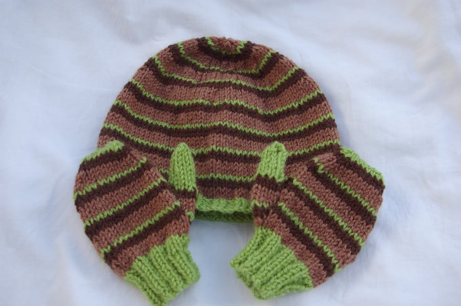 Toddler Striped Hat and Mittens Set or Combination