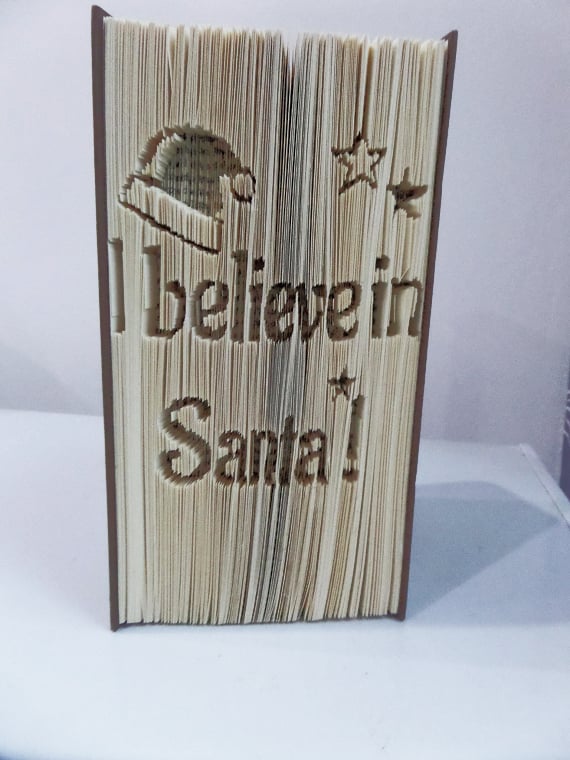 I believe in Santa, CUT & FOLD Book Folding Pattern - EMAILED PDF PATTERN