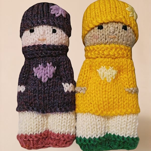 Handmade knitted pair of pocket dolls - children