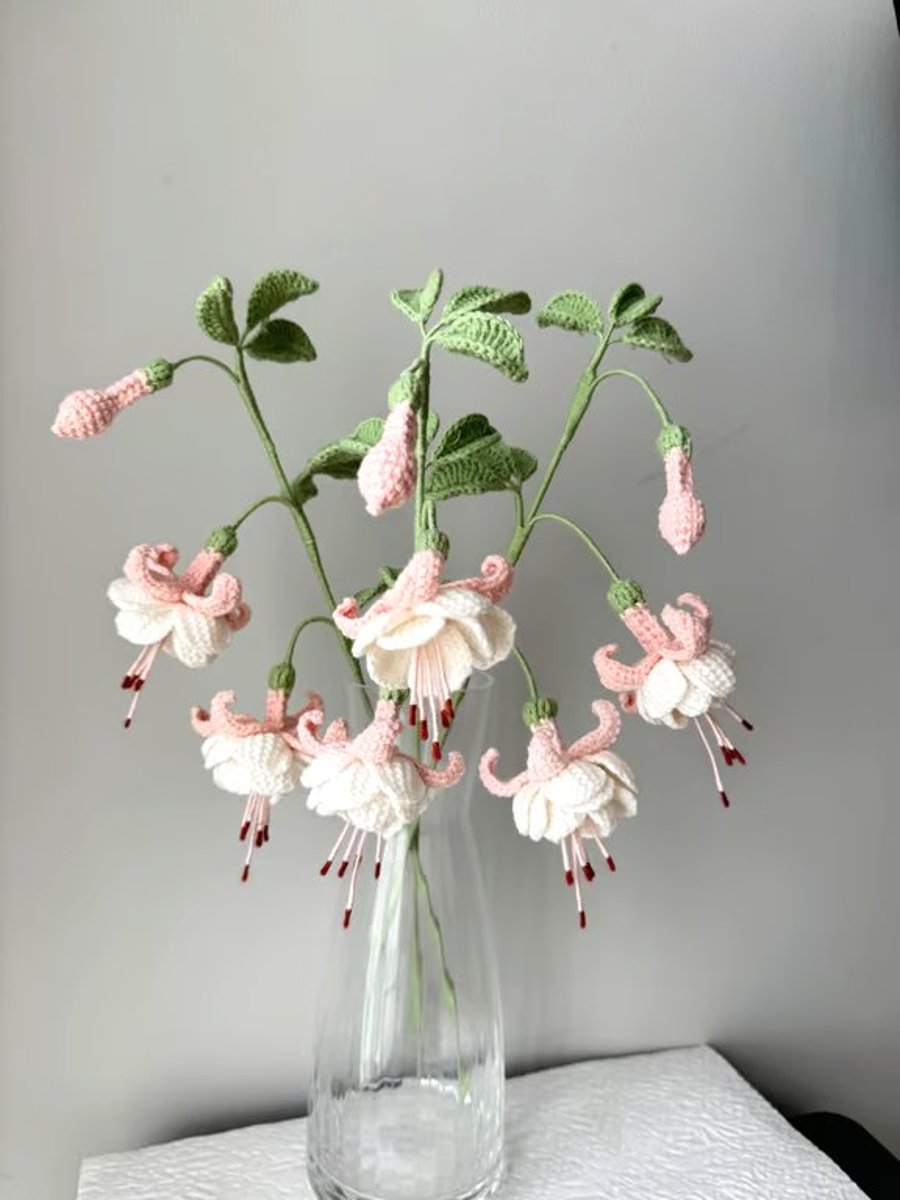 Crochet Fuchsia Bouquet Birthday Gift Summer Seconds