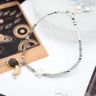 Dainty Gemstone Beaded Celestial Bracelet, Labradorite Bracelet, Sterling Silver