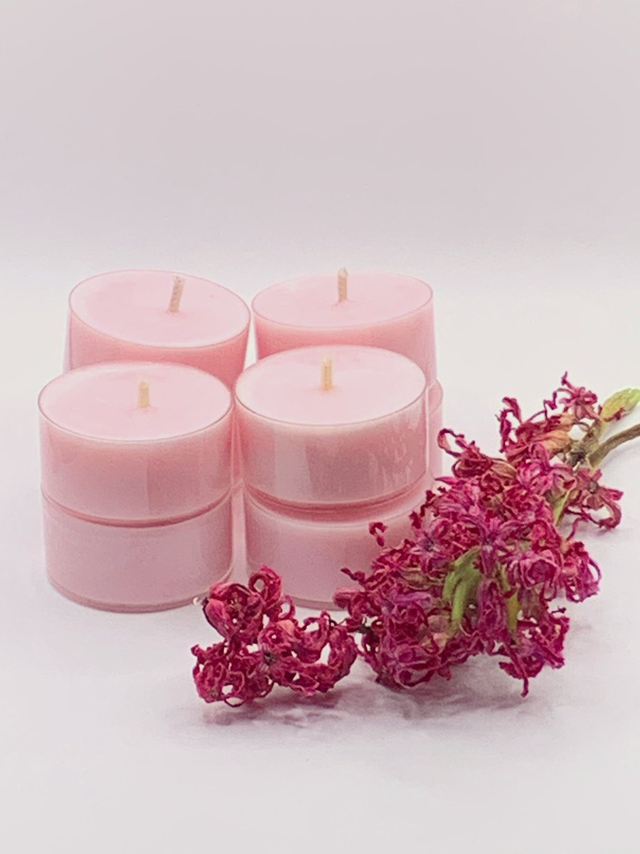 6 Pink Gardenia Essential Oil Soy Wax Tealight Candles 