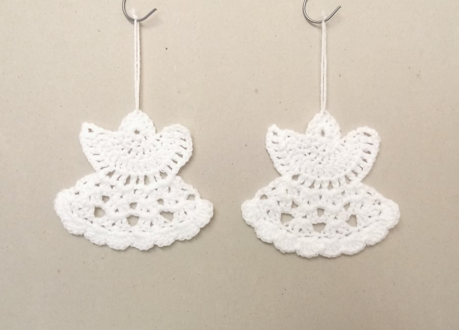 Angels decorations, set of two crochet angels for Christmas,