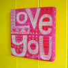 Love You - Pink! original acrylic painting on canvas by Jo Brown  free postage
