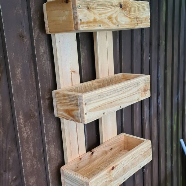Up planter, rustic, handmade, and robust from recycled wood, stainedpainted then