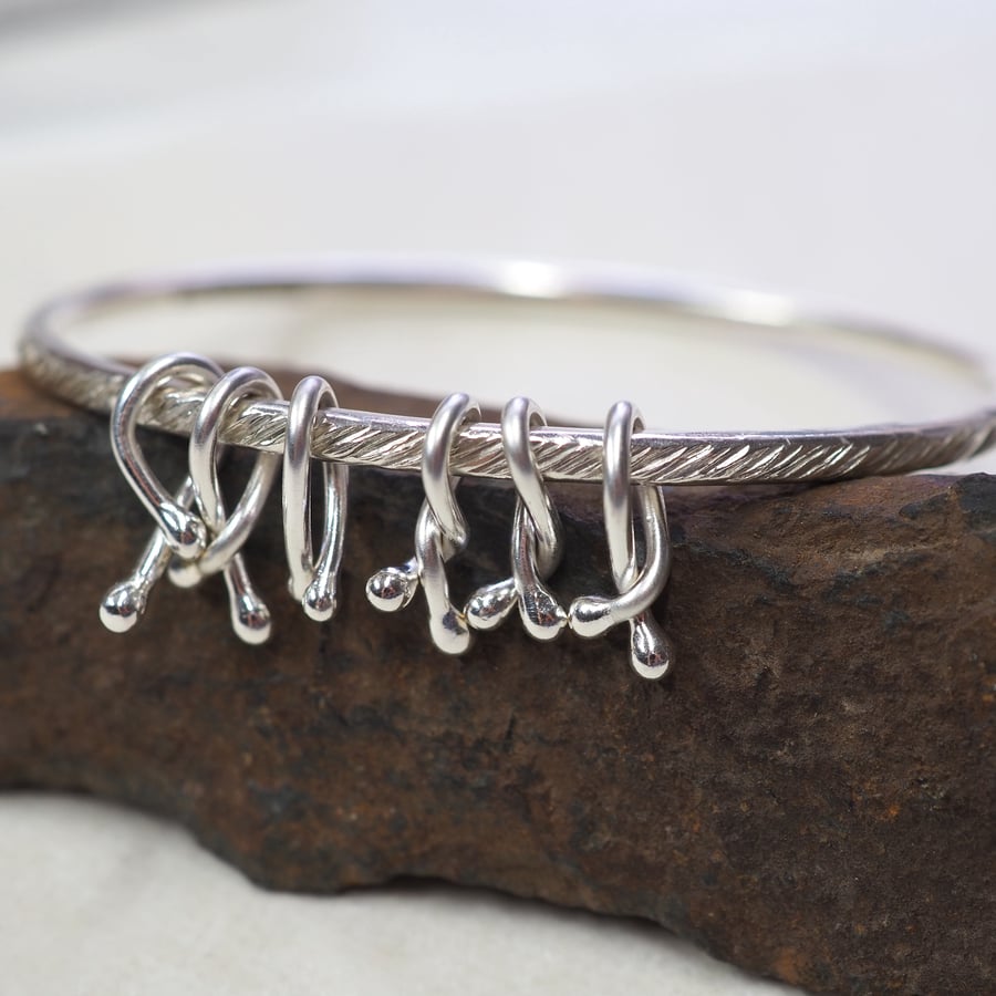 Hammered Wire Bangle Bracelet Sterling Silver Stackable Hammered Wire Bangle Bracelet Sterling Silver Stackable