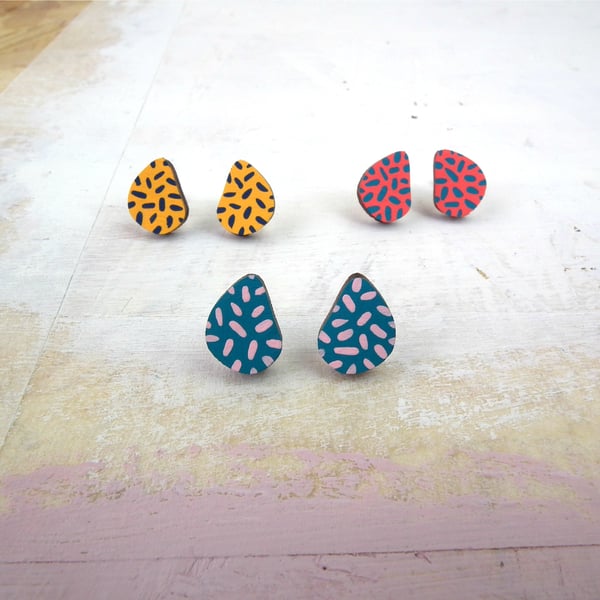 Teardrop Wooden Eco Friendly Earrings