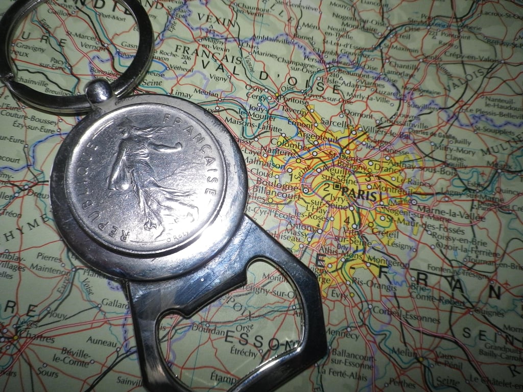 French silver 5 F bottle opener keychain, gift wrapped, free shipping