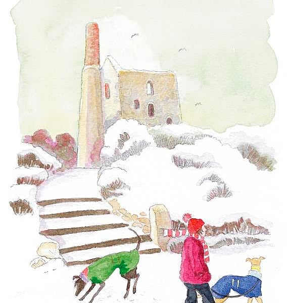 Greetings card- Winter Walkies- Marshall's Shaft (blank inside)