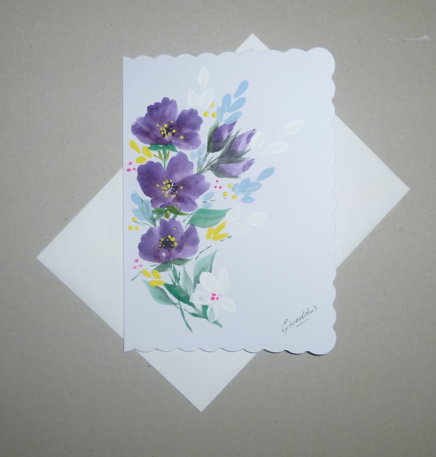 original art hand painted blank greetings card ( ref FA 299 A5 )
