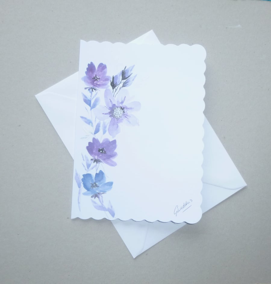 hand painted original art blank greetings card ( ref FA102 E2 )