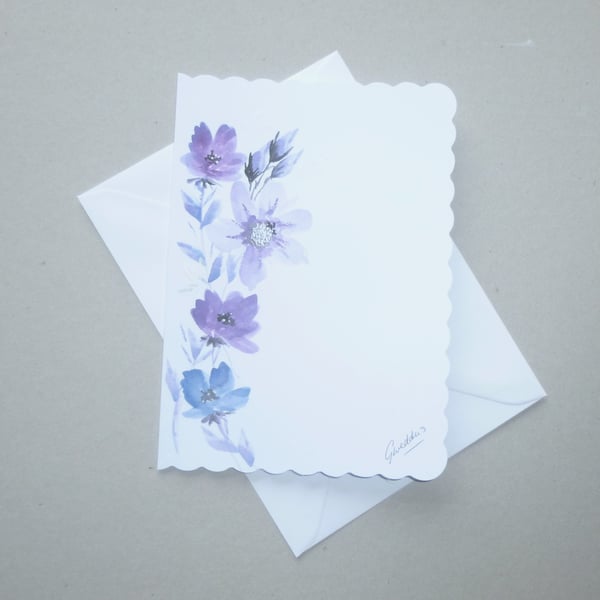 hand painted original art blank greetings card ( ref FA102 E2 )