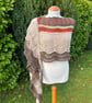 Long shallow crescent shawl oversized scarf in soft Autumn inspired wool yarn - Image 2