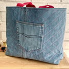 Upcycled Quilted Denim Tote Bag, Analogue Bag