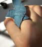 Upcycled Leather Hugging Bird Ring & Mantra Pouch - Image 2