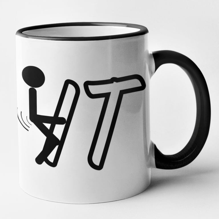 F It Mug Funny Rude Stickman Adult Coffee Cup Birthday Office Joke Christmas 