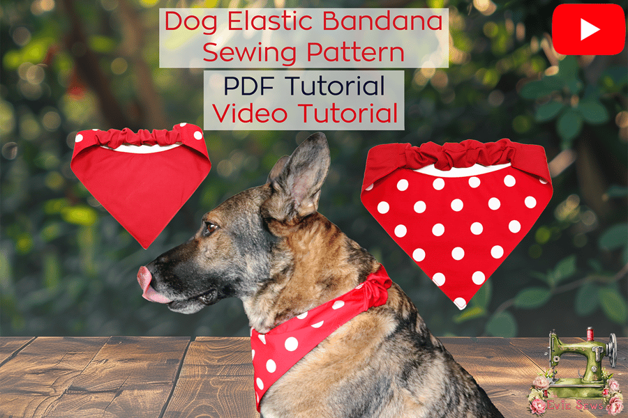 Dog Scrunchie Elastic Bandana Sewing Pattern with Video Tutorial - DIY Reversibl