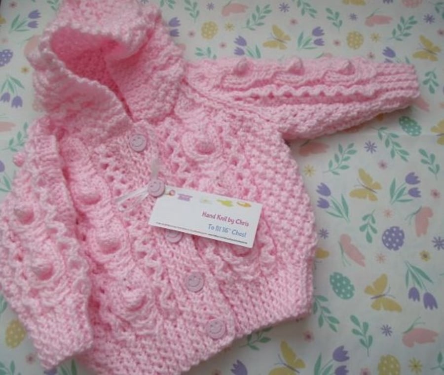 16" Baby Aran Jacket with Hood