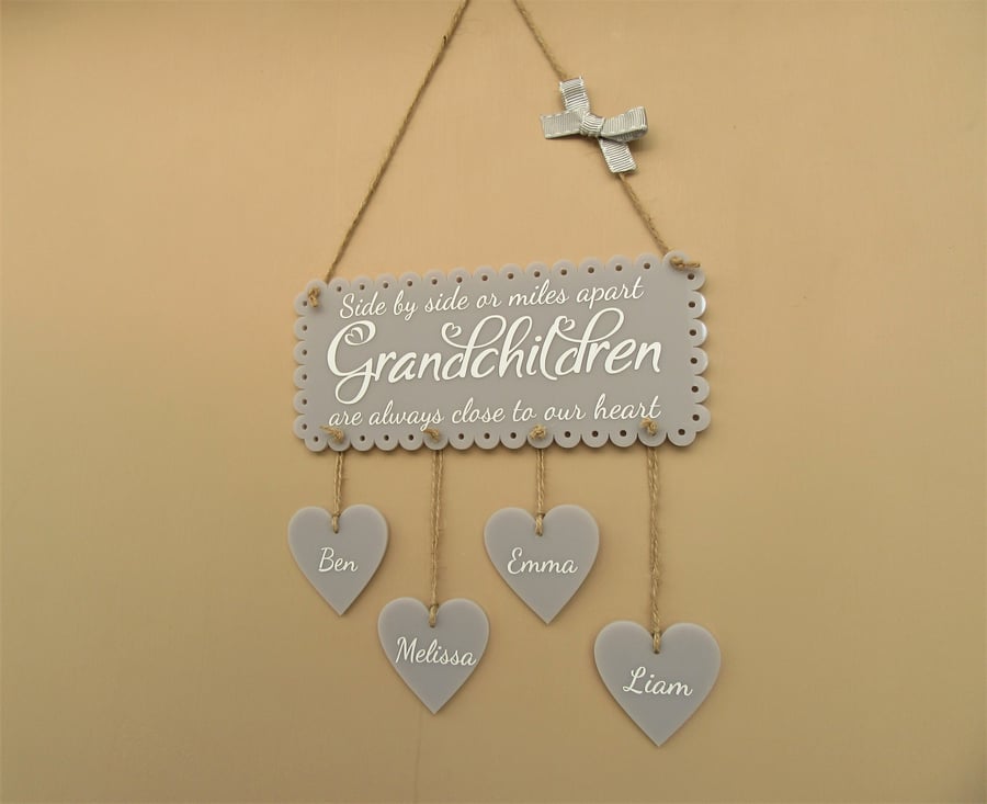 Grandchildren Sign "Side by side or miles apart" grandchildren sign