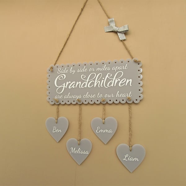 Grandchildren Sign "Side by side or miles apart" grandchildren sign