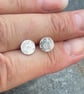 STUDS, Sterling silver daisy stud earrings, Silver daisy disc earring studs