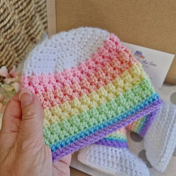 Rainbow Baby Crochet Hat – Handmade Unique Baby Gift