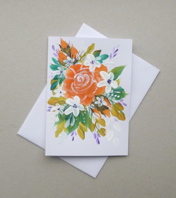 blank card hand painted daisies flowers ( ref FA 221 E3 )