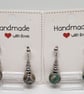 Dzi Style Agate Earrings - Grey Brown Natural Stone - Stainless Steel - Handmade