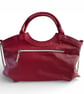 Flossy - Red Leather Slouch Handbag with Chain Strap - Handmade Sustainable Bag - Image 4