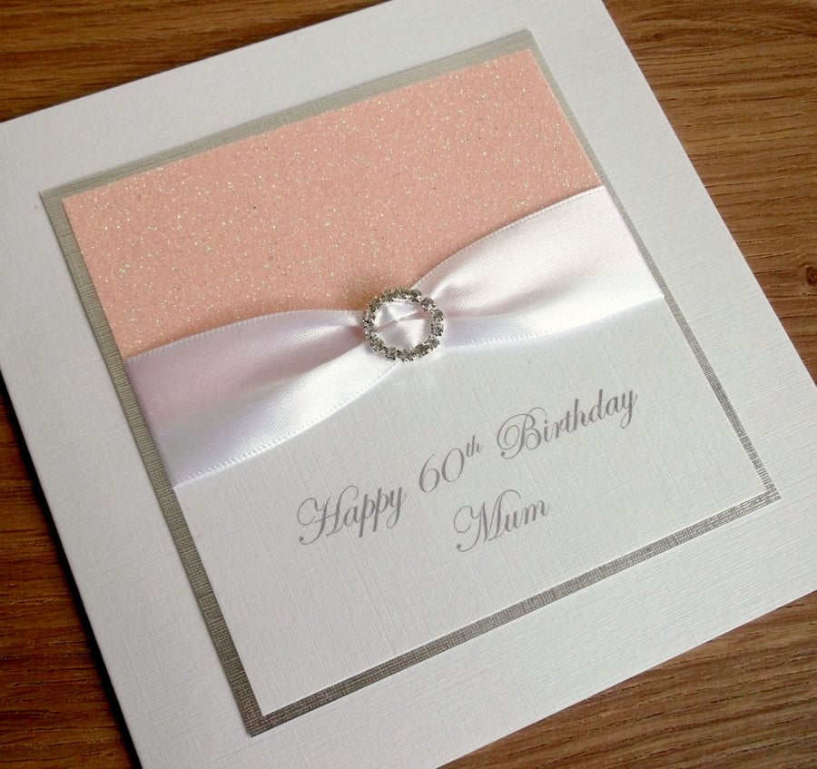 Handmade 60th birthday card, personalised, you can choose any age or name