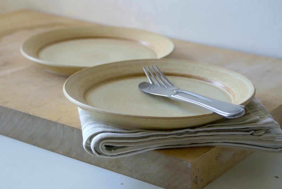 Seconds sale - Set of two plates glazed in natural brown